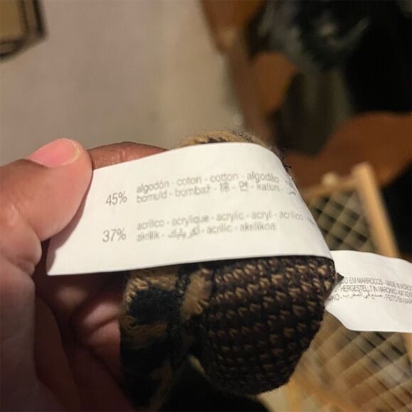 Zara Trafaluc Women's Leopard Print Pullover Sweater Size L Mobwife Tie Detail - Picture 6 of 6